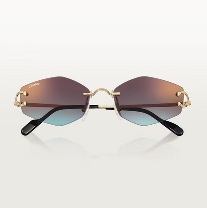 Mandelförmige Décor C Classique Sonnenbrille mit bordeaux- und blau verlaufenden Gläsern
