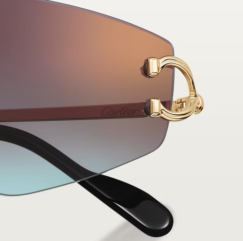 Mandelförmige Décor C Classique Sonnenbrille mit bordeaux- und blau verlaufenden Gläsern