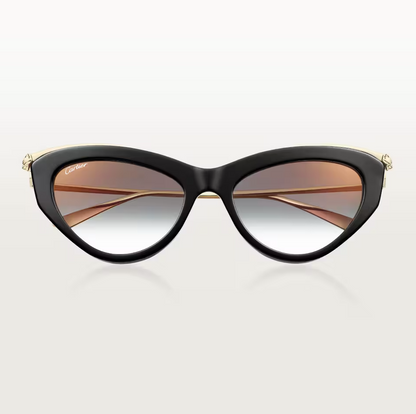 Cat-Eye Panthère de CT Sonnenbrille mit grauen Gläsern und goldenem Spiegeleffekt