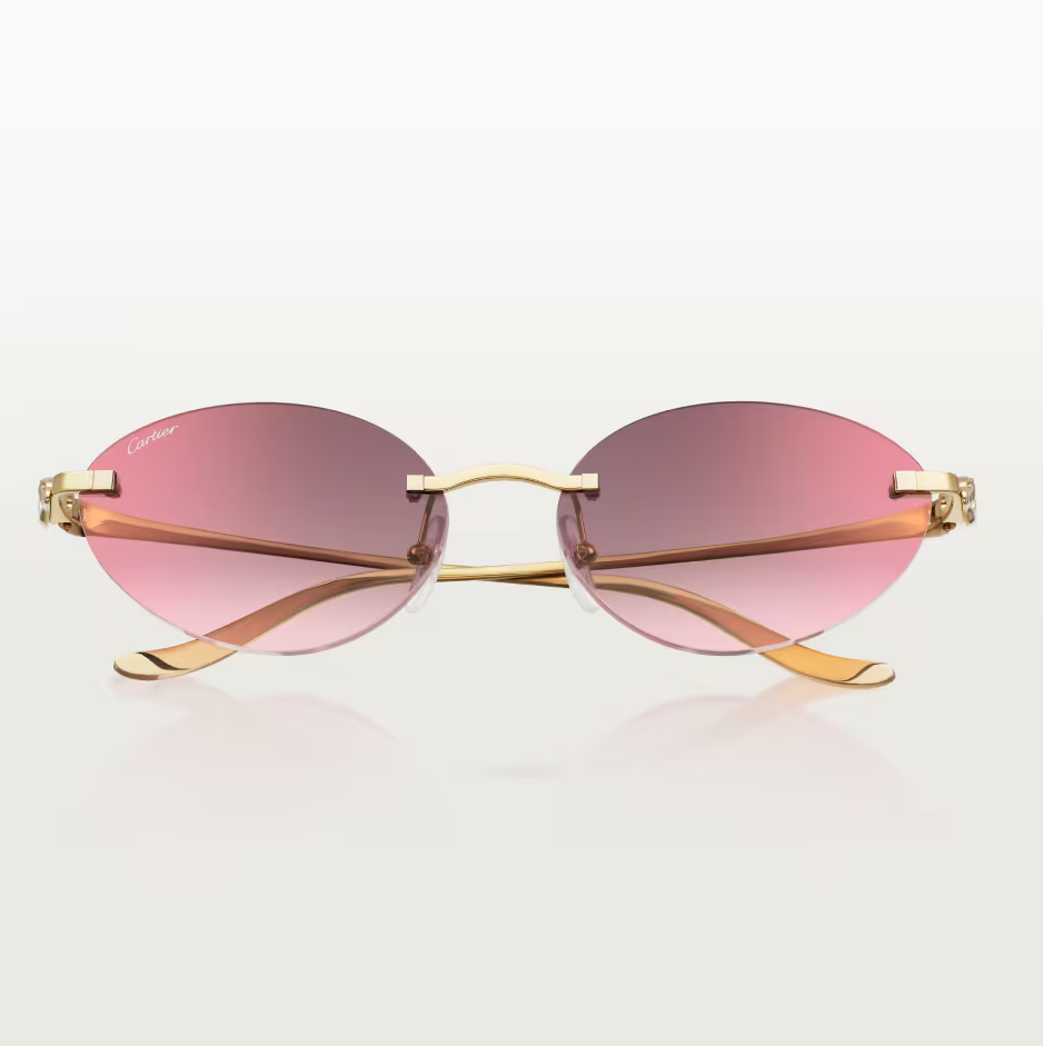 Cat-Eye Panthère de CT Sonnenbrille mit bordeauxfarbenen Gläsern und goldenem Spiegeleffekt