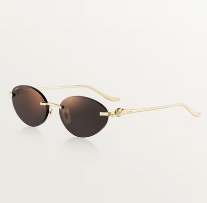 Ovale Panthère de CT Sonnenbrille mit grauen Gläsern und goldenem Spiegeleffekt