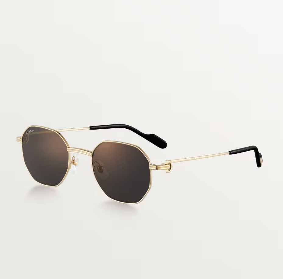 Runde Première de CT Sonnenbrille aus Metall mit Vollrand und grauen Gläsern mit goldenem Spiegeleffekt