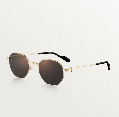 Runde Première de CT Sonnenbrille aus Metall mit Vollrand und grauen Gläsern mit goldenem Spiegeleffekt