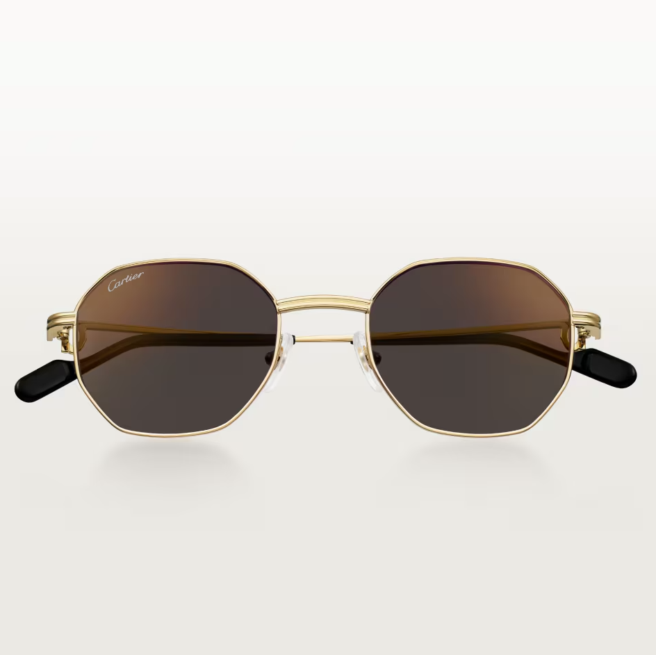 Runde Première de CT Sonnenbrille aus Metall mit Vollrand und grauen Gläsern mit goldenem Spiegeleffekt