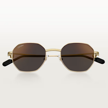 Runde Première de CT Sonnenbrille aus Metall mit Vollrand und grauen Gläsern mit goldenem Spiegeleffekt