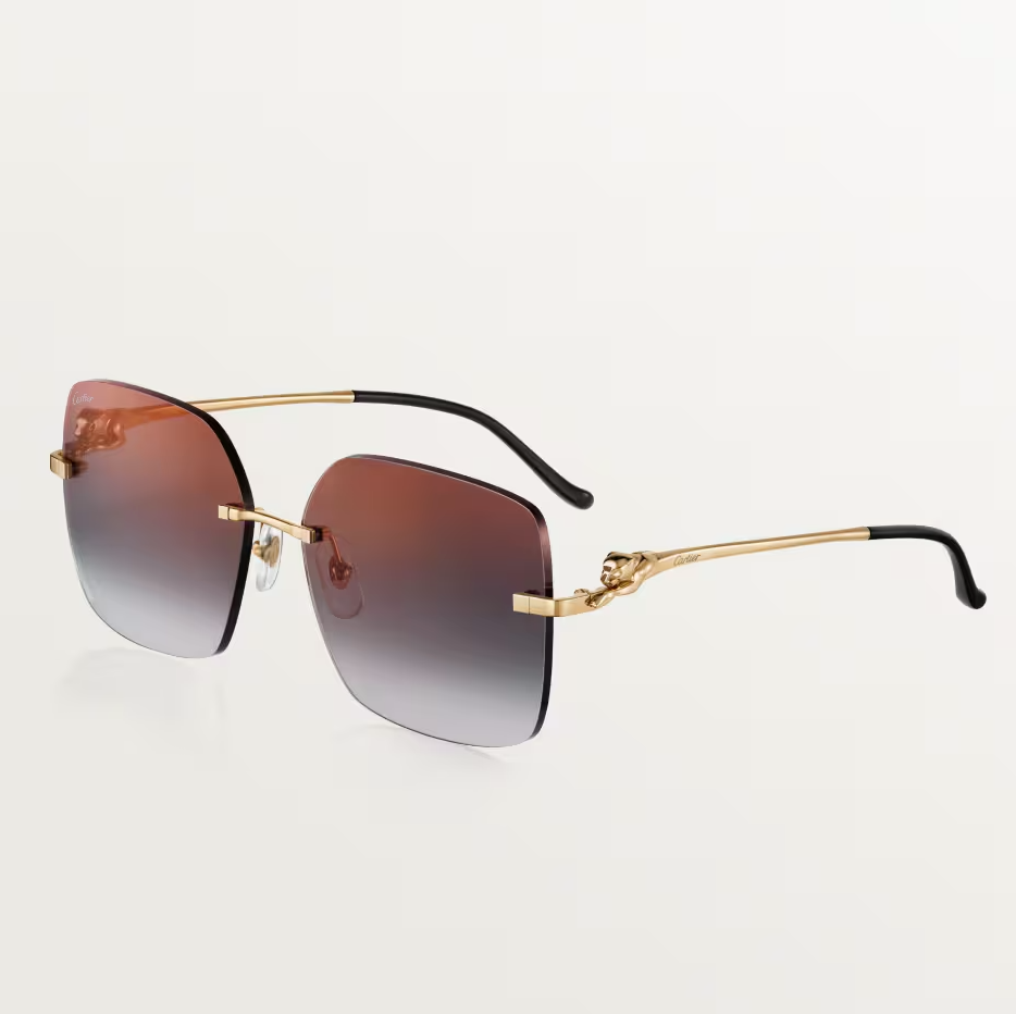 Quadratische Panthère de CT Sonnenbrille mit grau verlaufenden Gläsern und Gold-Flash-Effekt