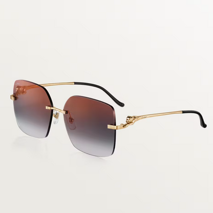 Quadratische Panthère de CT Sonnenbrille mit grau verlaufenden Gläsern und Gold-Flash-Effekt