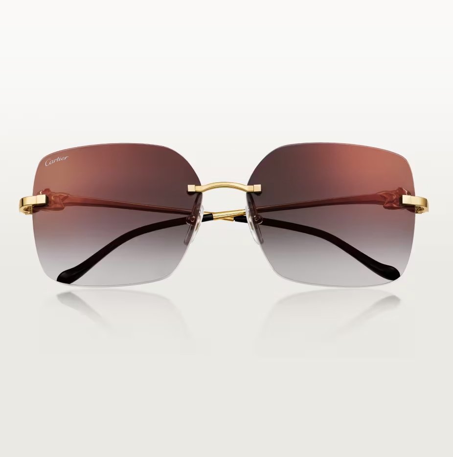 Quadratische Panthère de CT Sonnenbrille mit grau verlaufenden Gläsern und Gold-Flash-Effekt