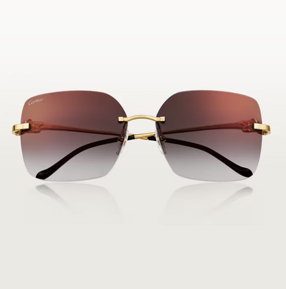 Quadratische Panthère de CT Sonnenbrille mit grau verlaufenden Gläsern und Gold-Flash-Effekt