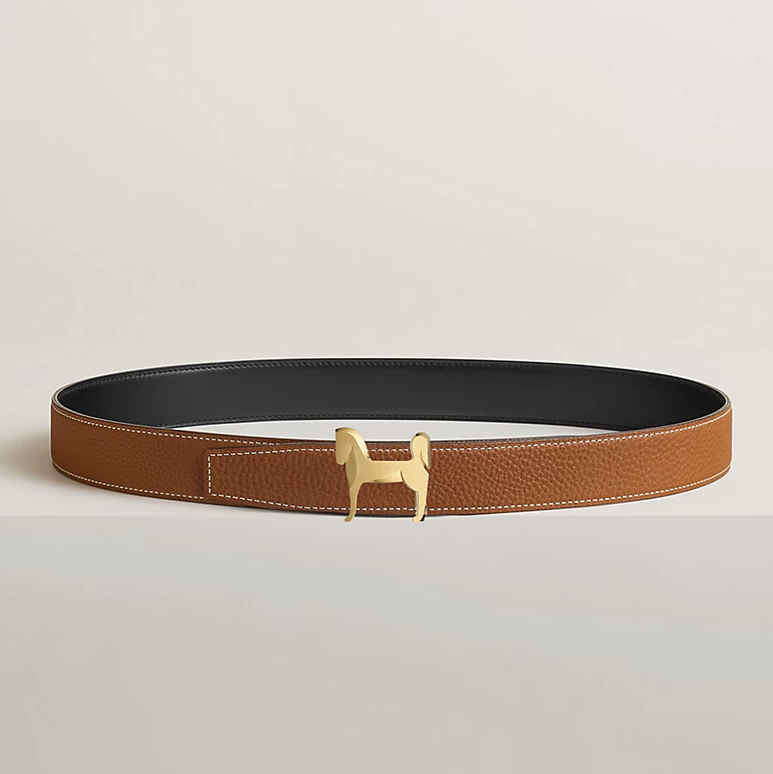 Gürtelschließe Panache & Wendbarer Gürtelriemen 32 mm Schwarz/Gold Herren