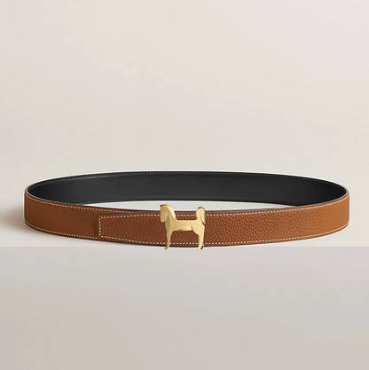 Gürtelschließe Panache & Wendbarer Gürtelriemen 32 mm Schwarz/Gold Herren