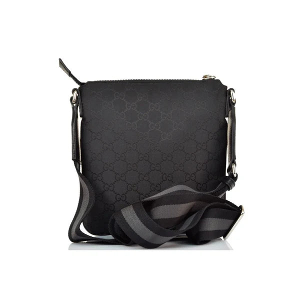 GG MEN'S BLACK FABRIC MESSENGER BAG