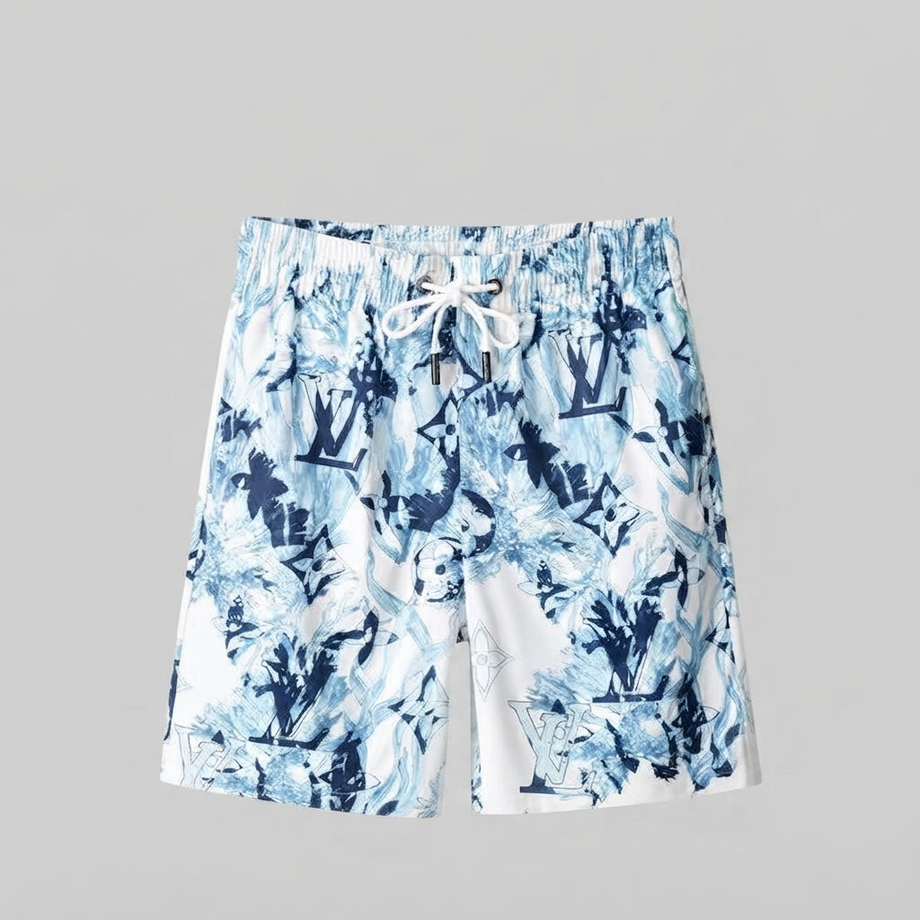Badehose Monogram Collage Weiß/Hellblau