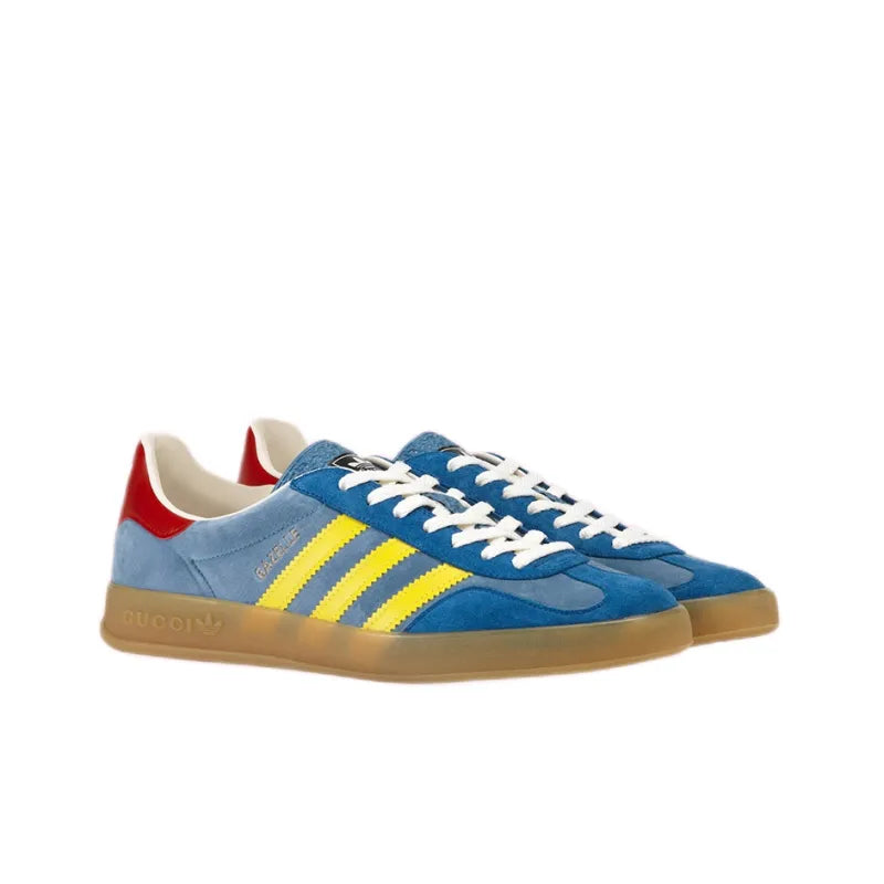 Adidas x Gucci Gazelle sneakers in light blue suede