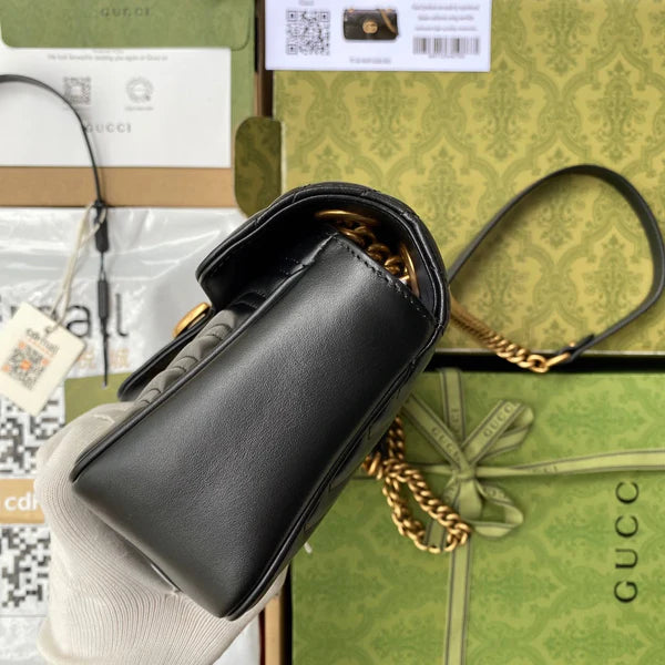 GG MARMONT MEDIUM SHOULDER BAG METELASSE' BLACK