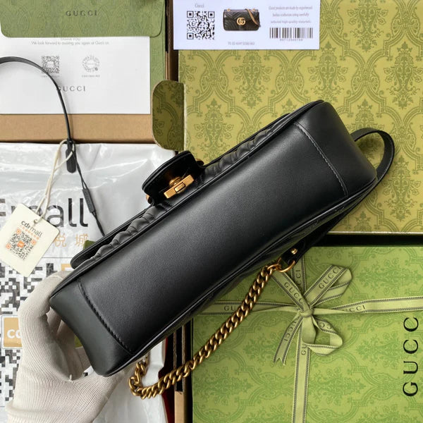 GG MARMONT MEDIUM SHOULDER BAG METELASSE' BLACK