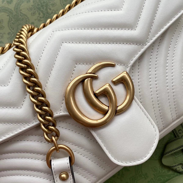 GG MARMONT MEDIUM SHOULDER BAG METELASSE' WHITE