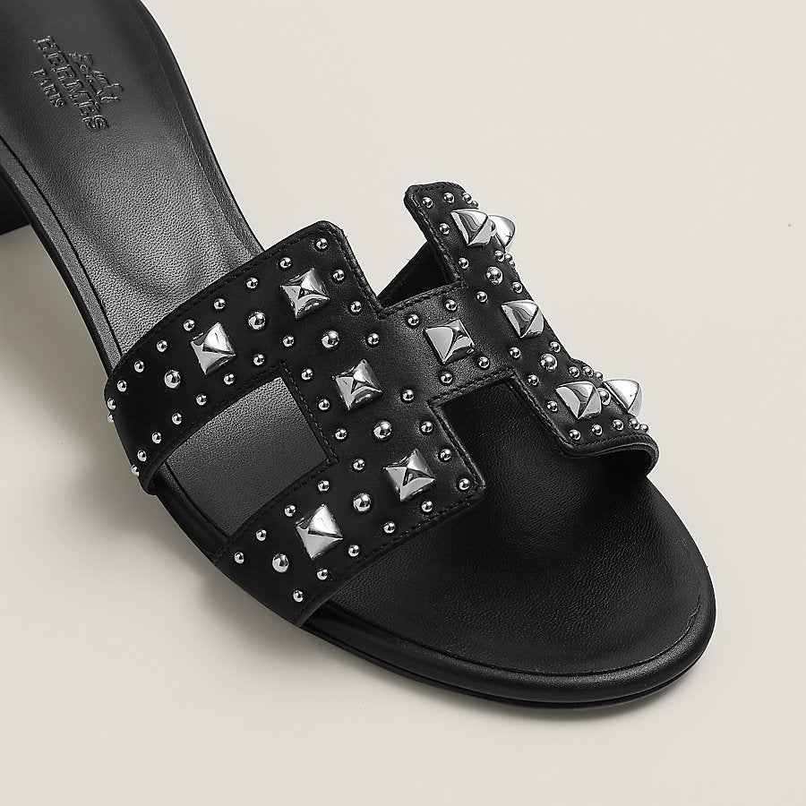 Oasis Sandals Black Plated Studs
