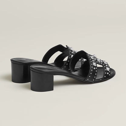 Oasis Sandals Black Plated Studs