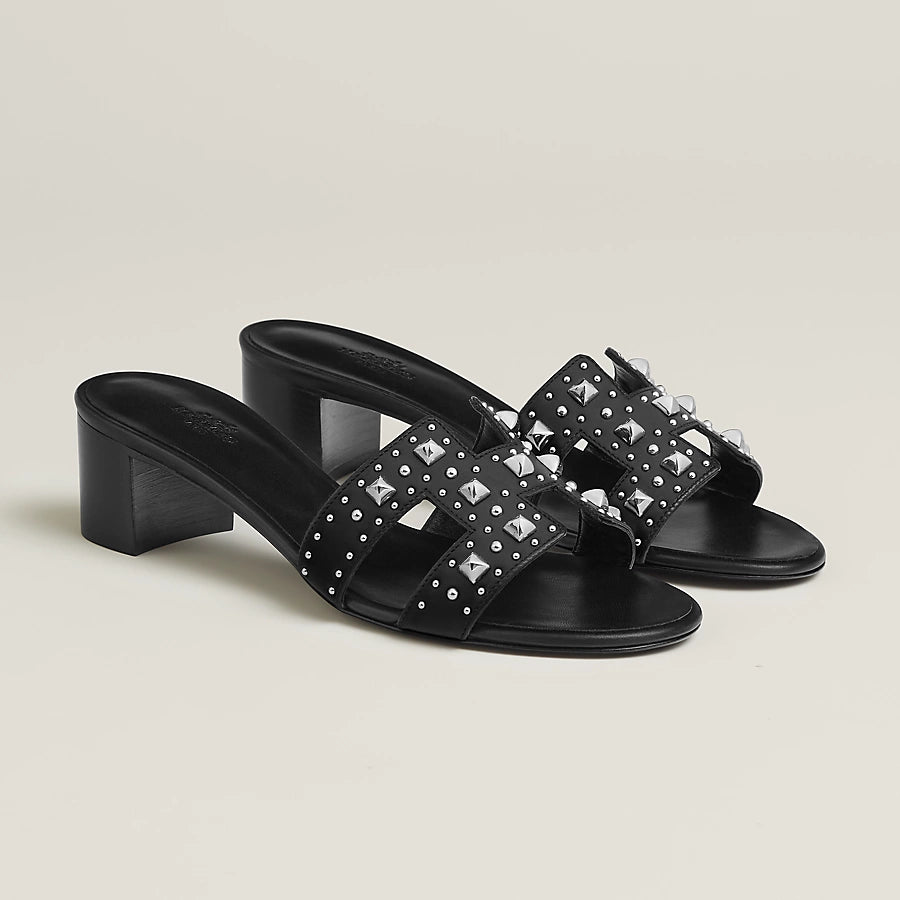Oasis Sandals Black Plated Studs
