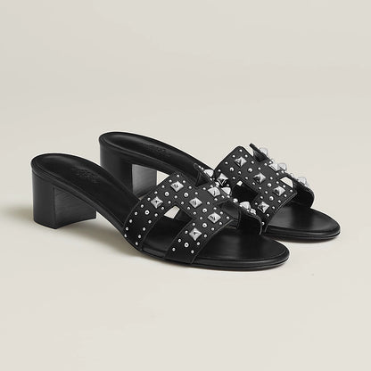 Oasis Sandals Black Plated Studs